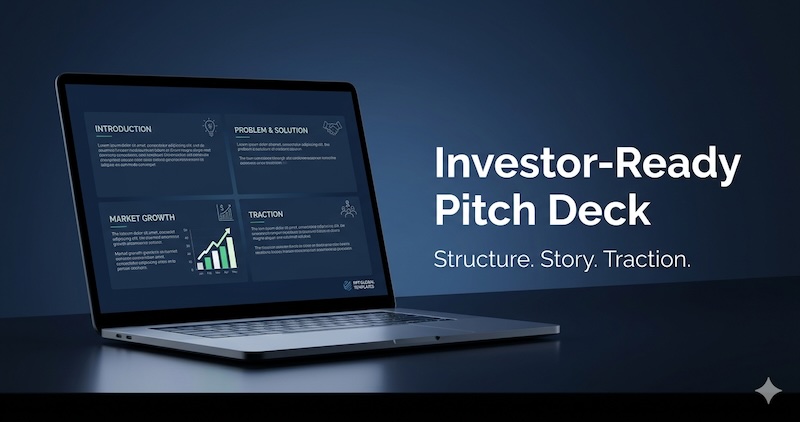 Investor-ready pitch deck presentation with startup growth chart