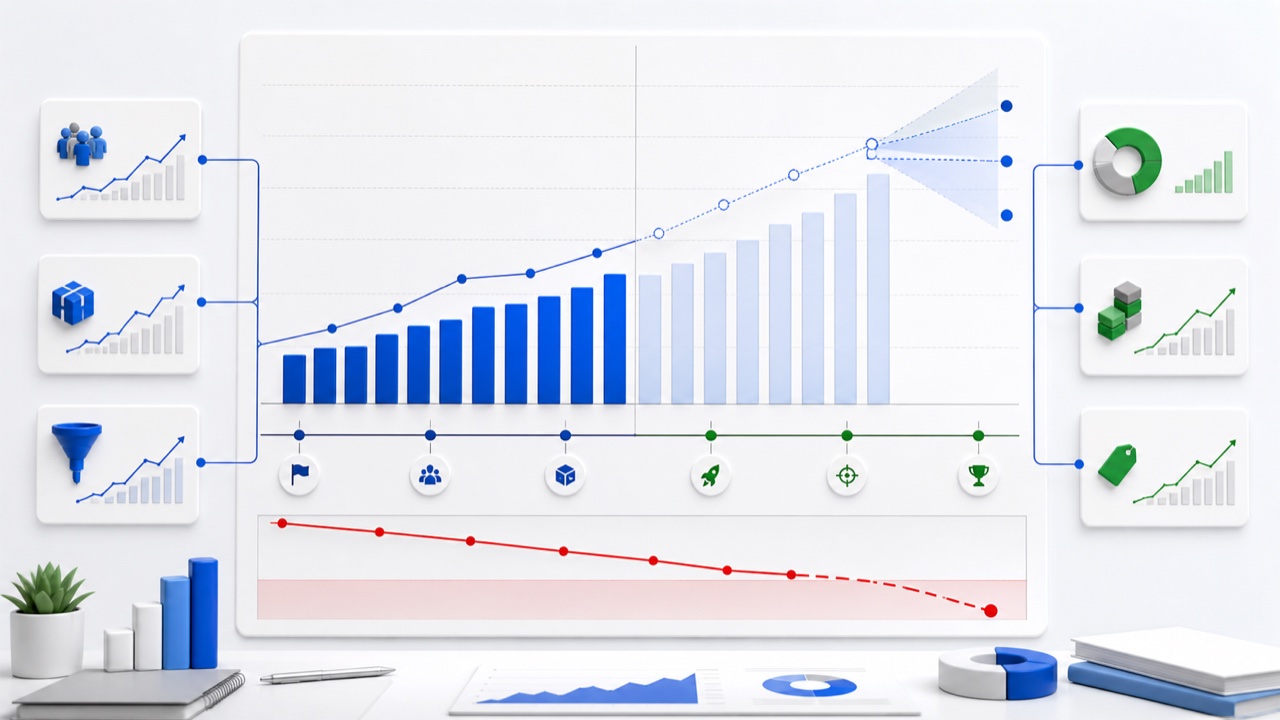 Financial projections slide with actual and forecast growth
