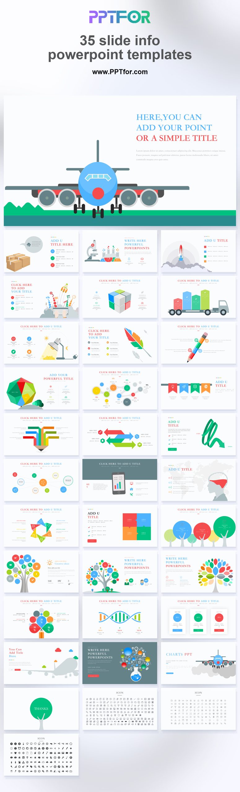 Infographic PowerPoint Template – Blue 35 Slides