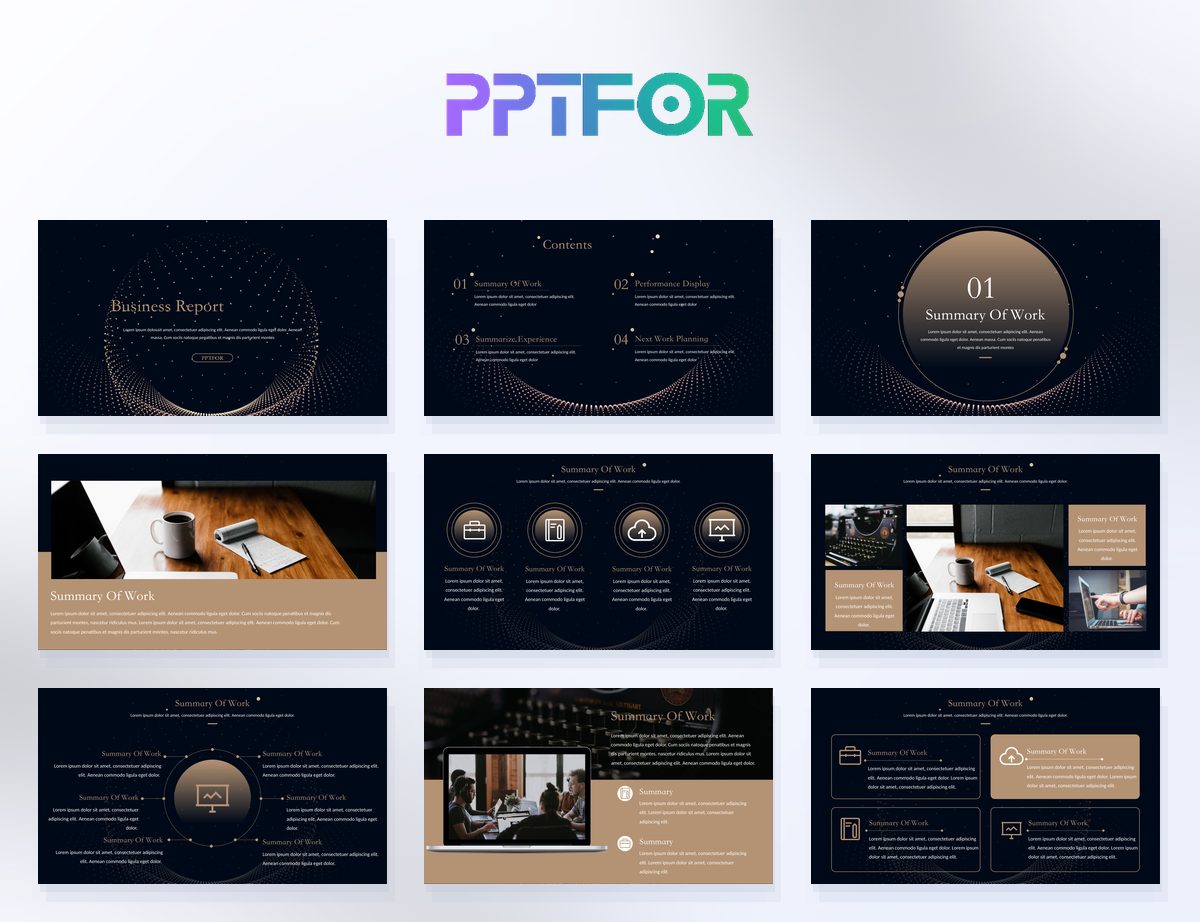 Black Business report powerpoint templates 50 slide