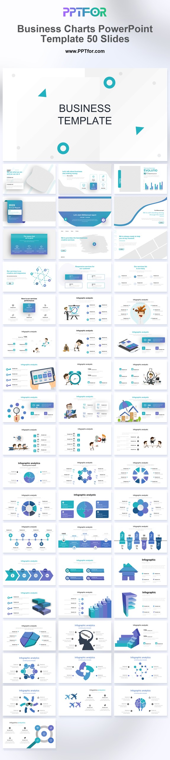 Business Charts PowerPoint Template 50 Slides