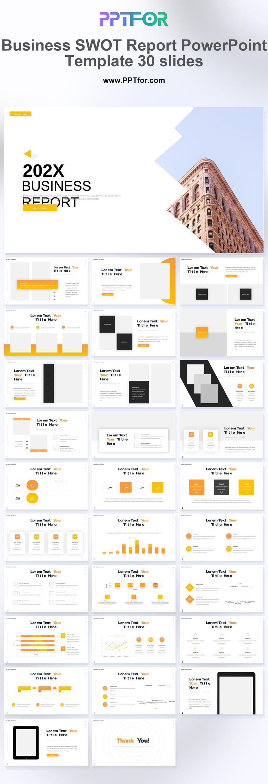 Business SWOT Report PowerPoint Template 30 Slides