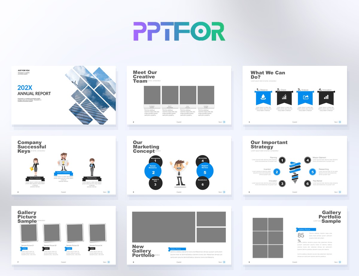 Clean Annual Report PowerPoint Template 40 Slides