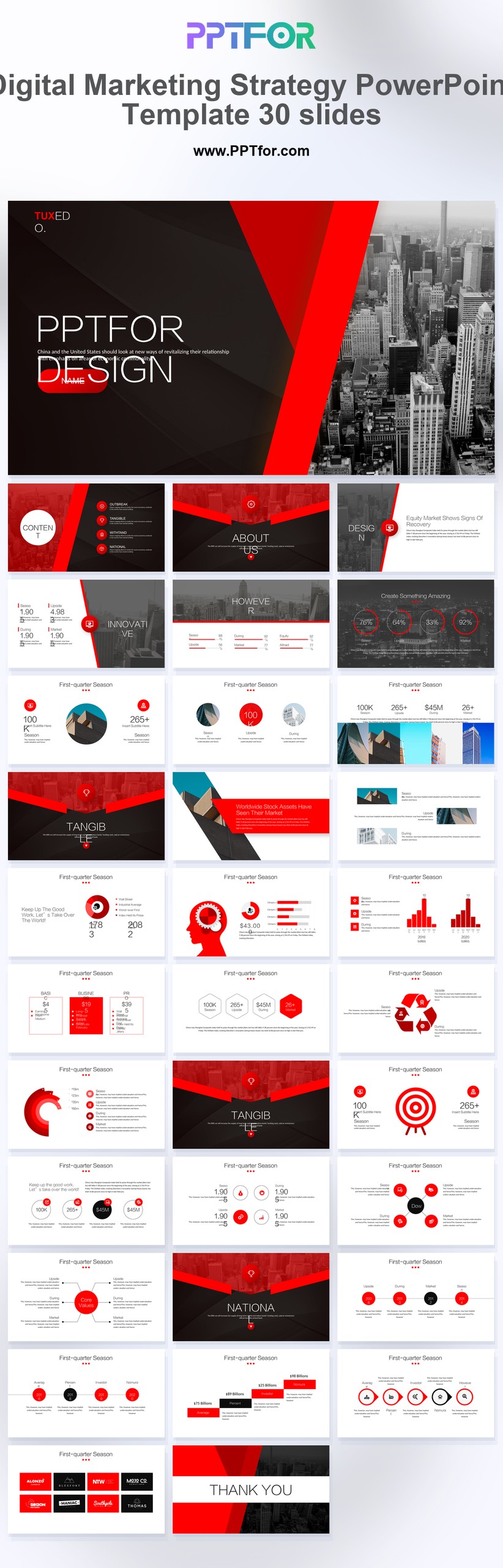 Digital Marketing Strategy PowerPoint Template 30 Slides