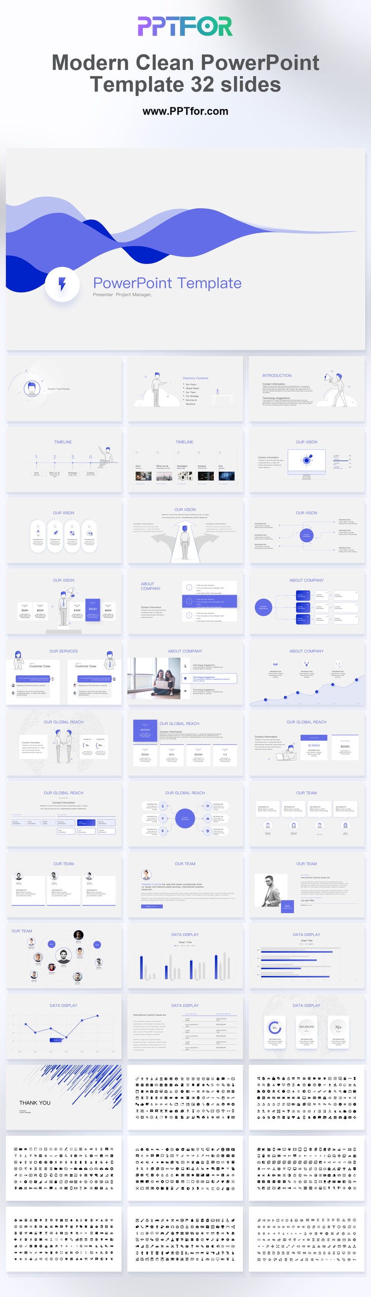 Modern Clean PowerPoint Template 32 Slides