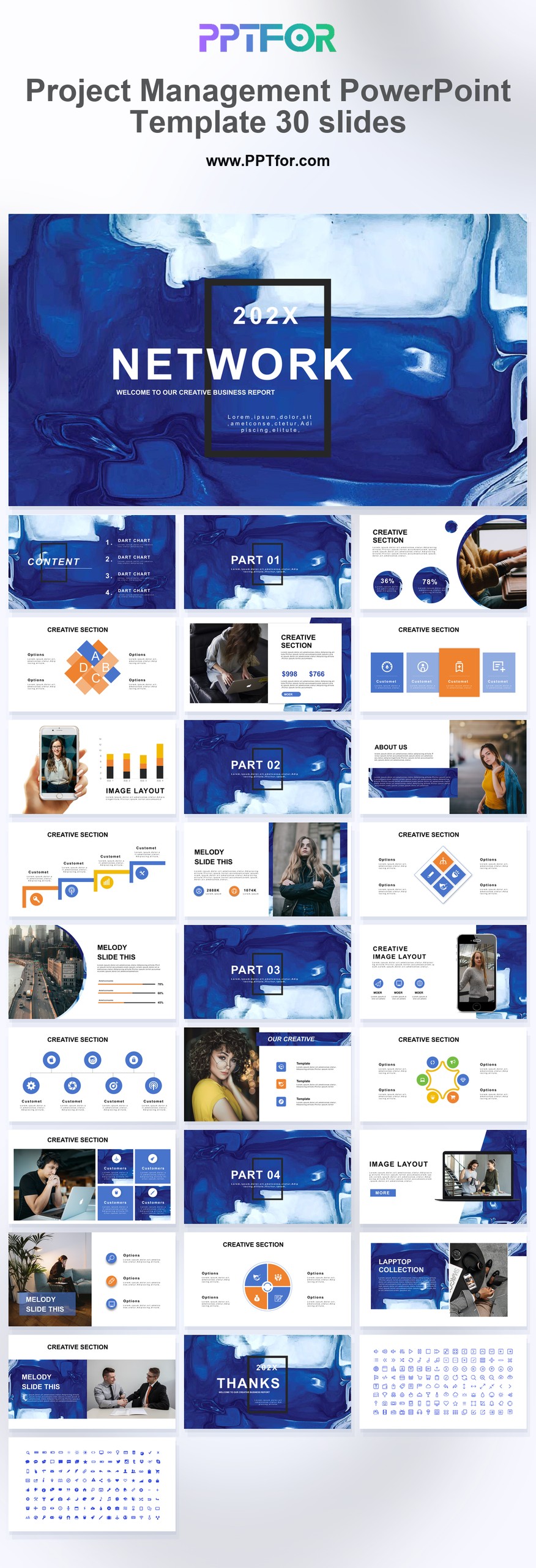 Project Management PowerPoint Template 30 Slides