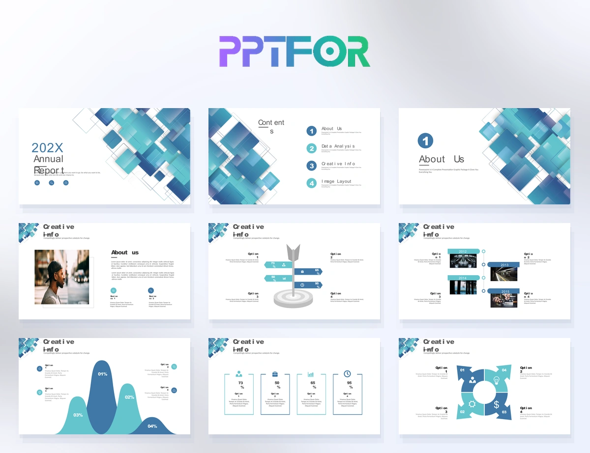 Annual Report Modern Teal Geometric Presentation Template