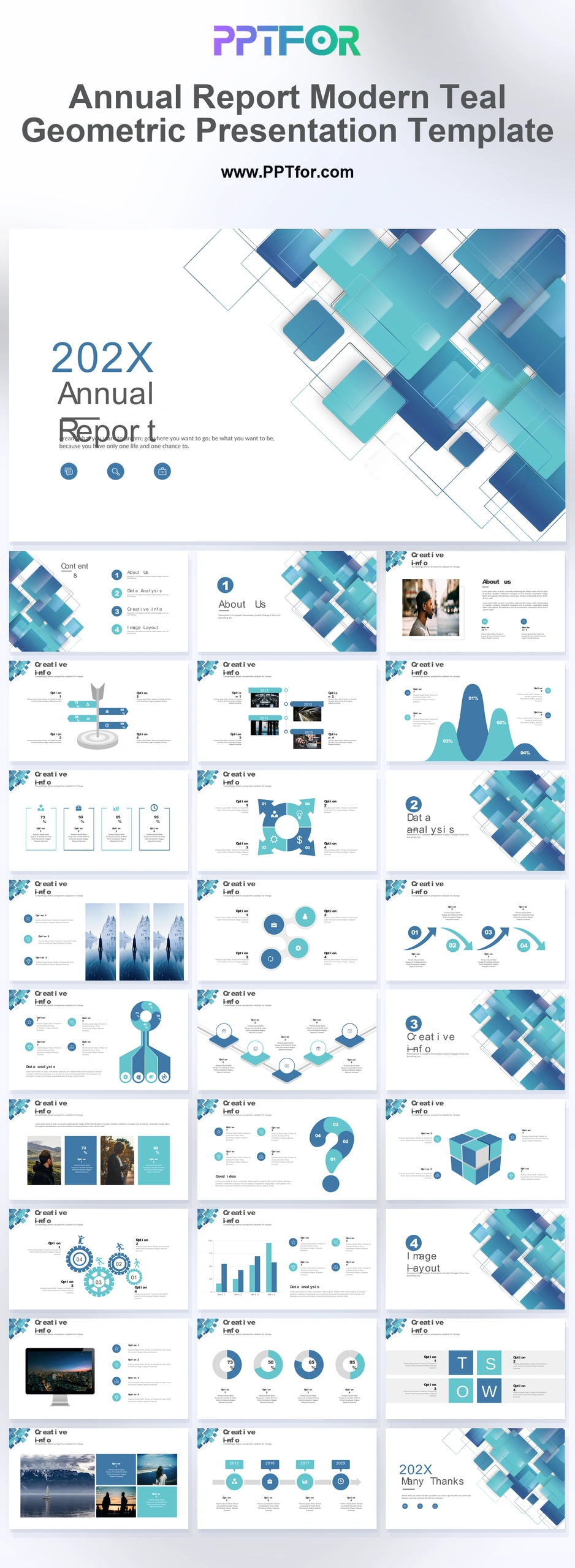 Annual Report Modern Teal Geometric Presentation Template