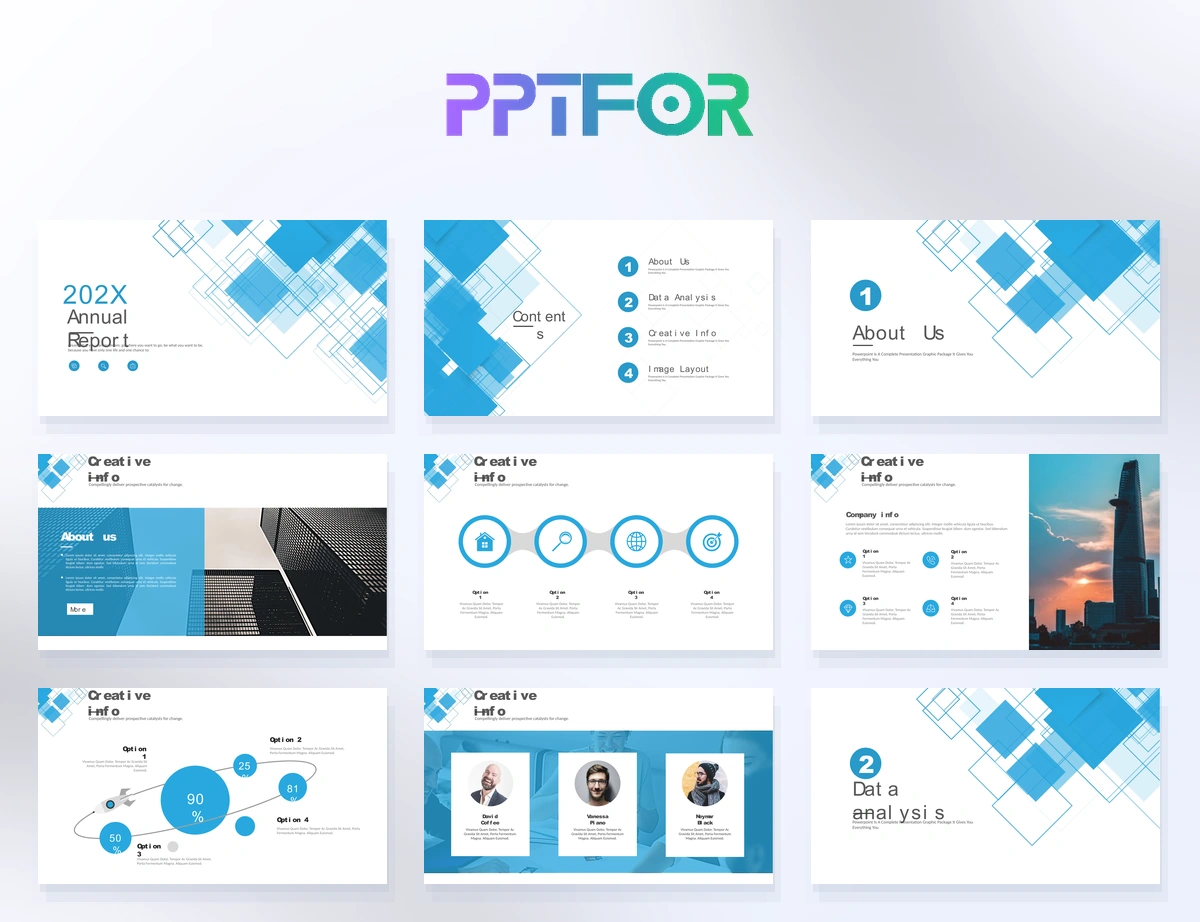 202X Annual Report - Modern Teal Geometric Presentation Template 27 slides