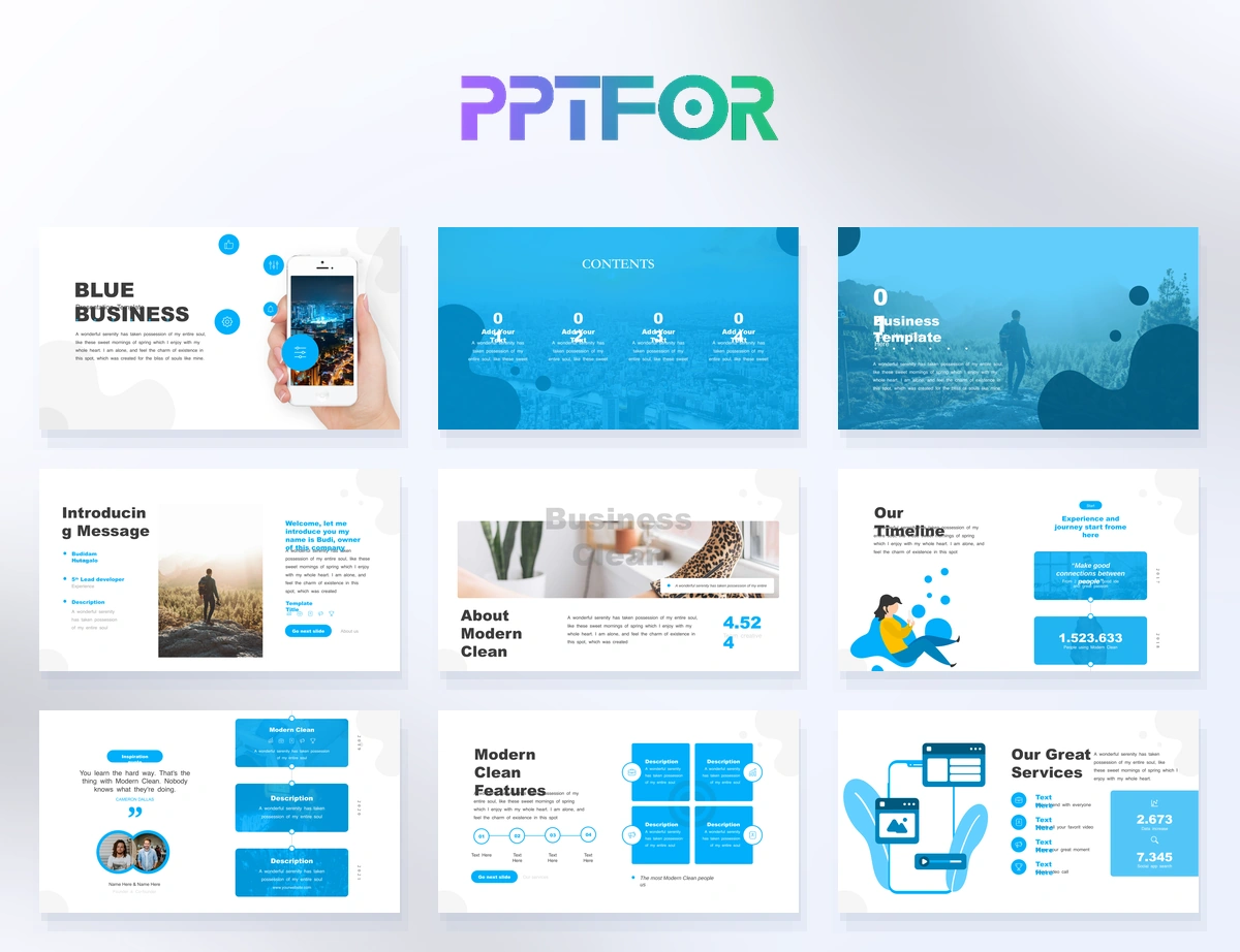 Blue Business Modern Corporate Presentation Template