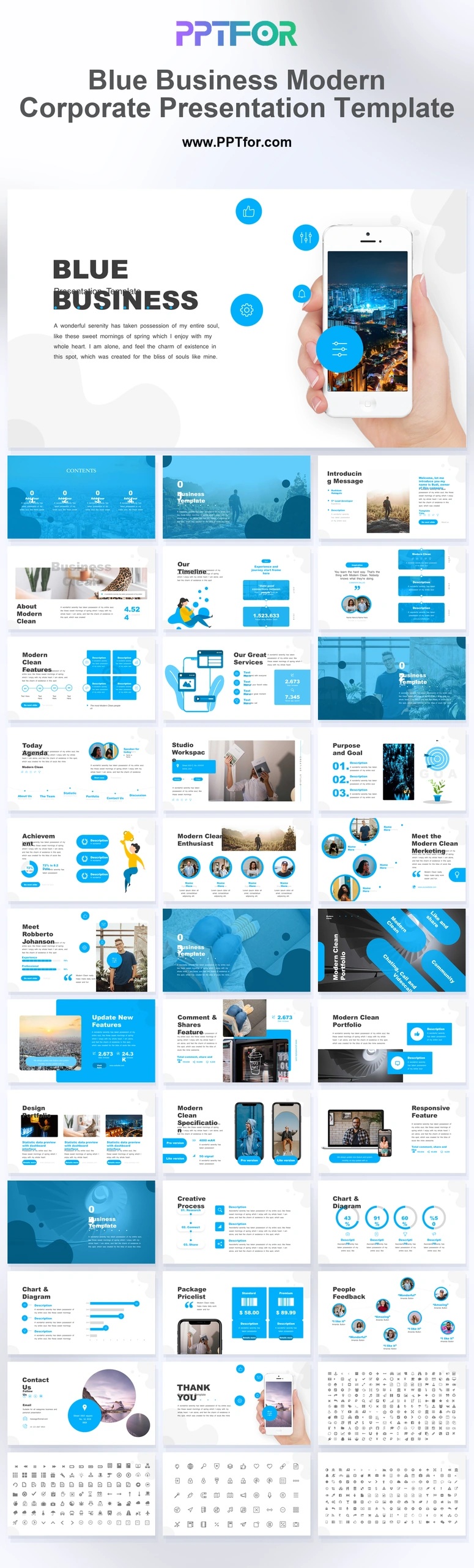 Blue Business Modern Corporate Presentation Template
