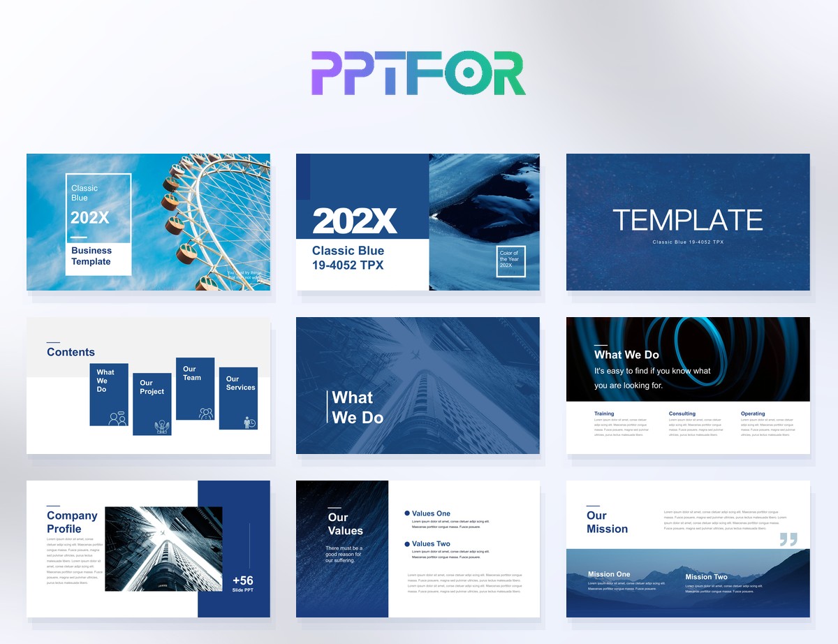Blue Business PowerPoint Template 54 Slides thumbnail