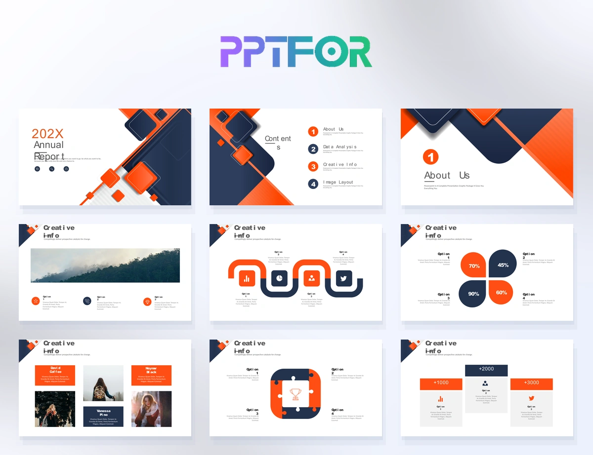 Bold Orange & Navy Geometric Presentation Template