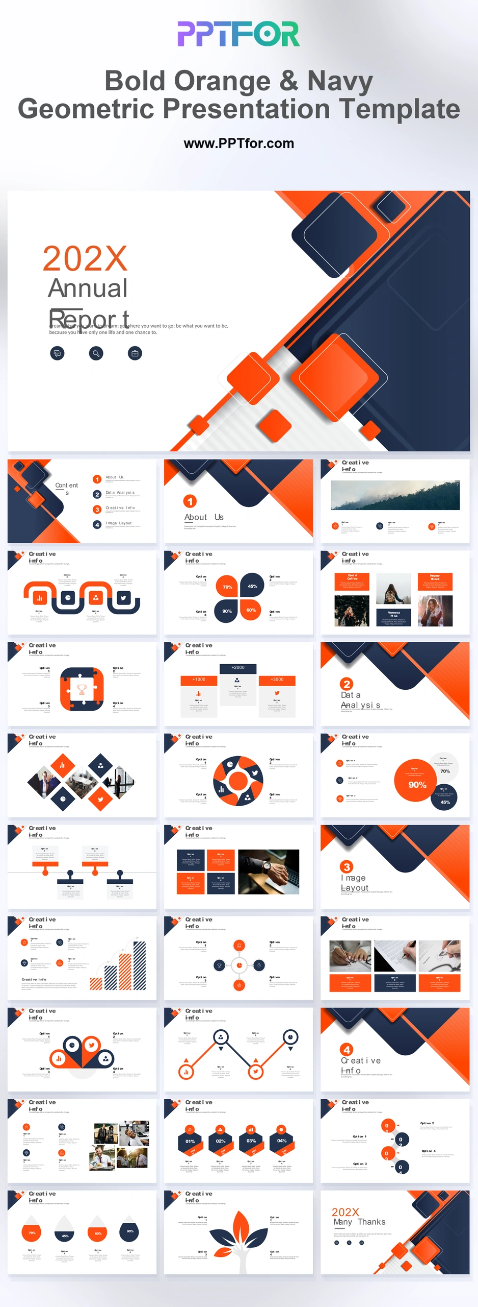 Bold Orange & Navy Geometric Presentation Template