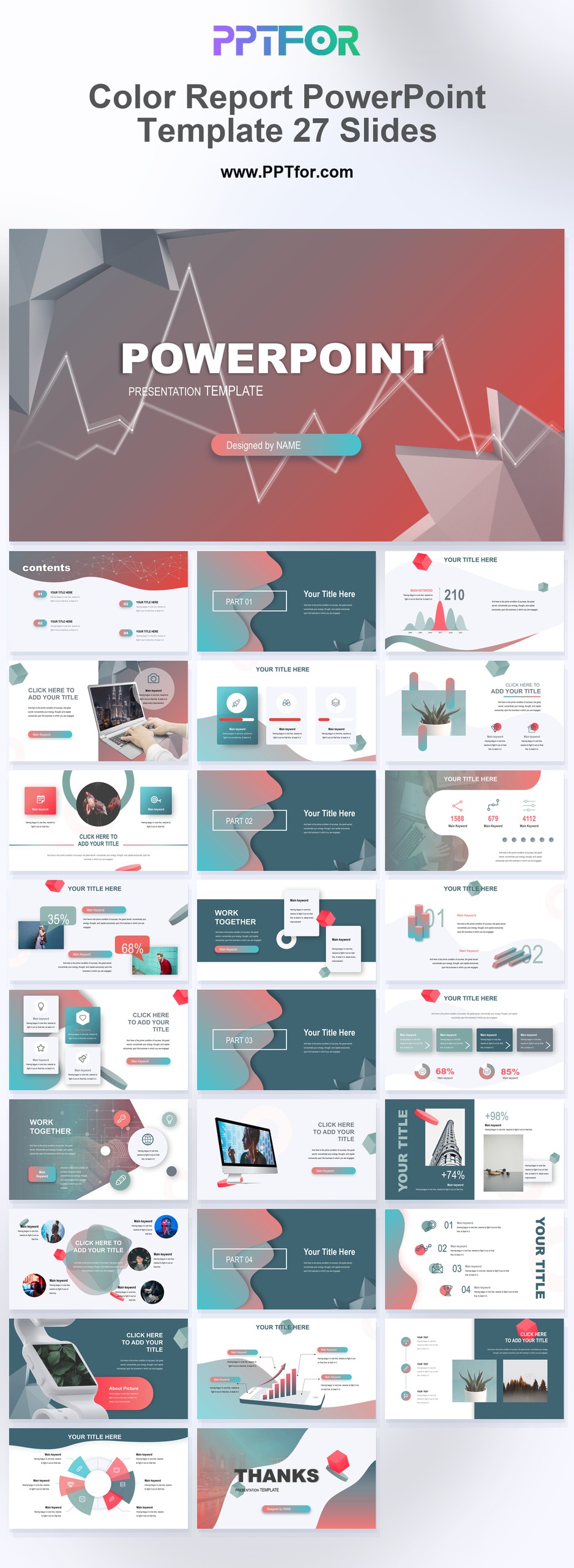 Color Report PowerPoint Template 27 Slides