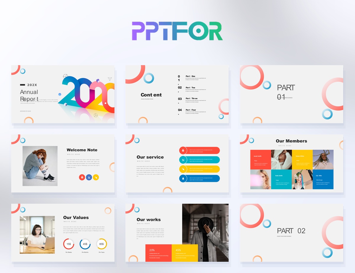 Creative Annual Report & Business Presentation Template 27 slides