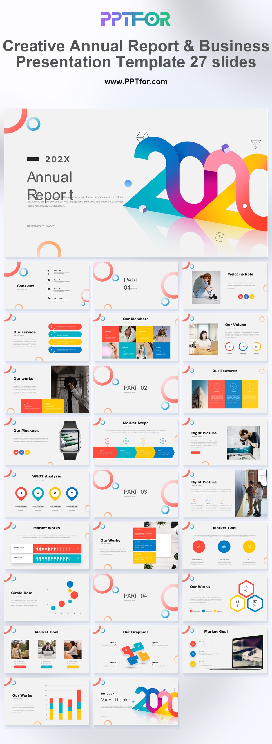 Creative Annual Report & Business Presentation Template 27 slides