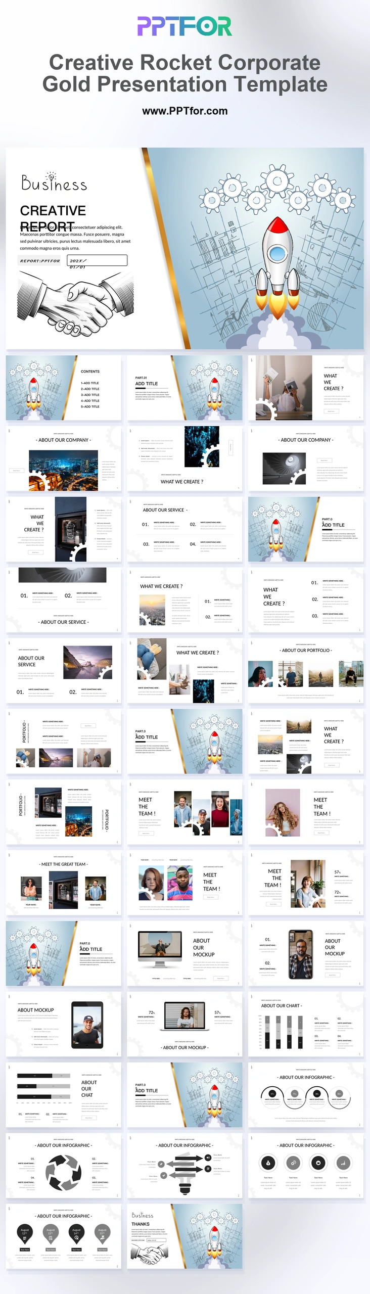 Creative Rocket Corporate Gold Presentation Template