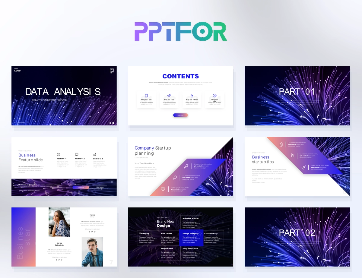 Cyber Fiber Optic Data Analysis PPT Template