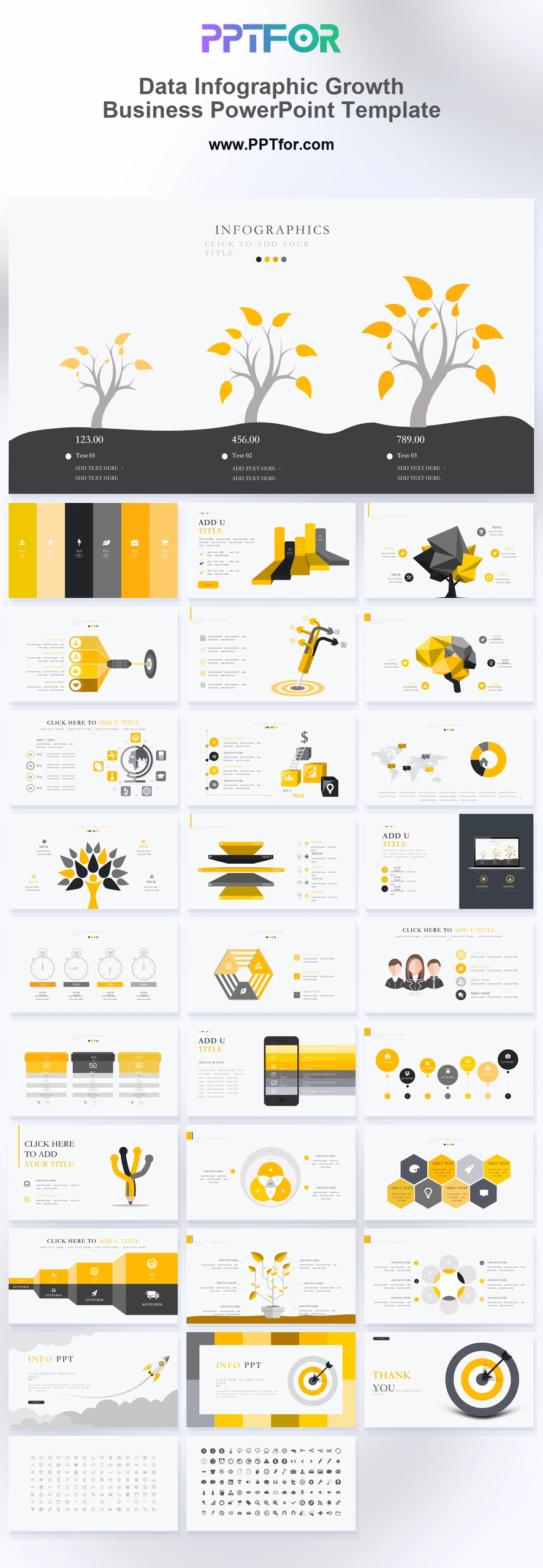 Data Infographic Growth Business PowerPoint Template