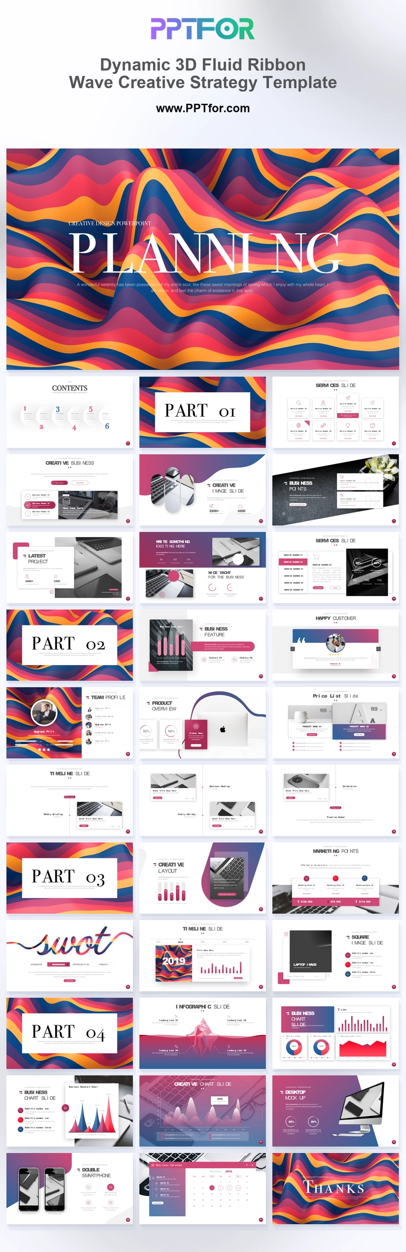 Dynamic 3D Fluid Ribbon Wave Creative Strategy Template