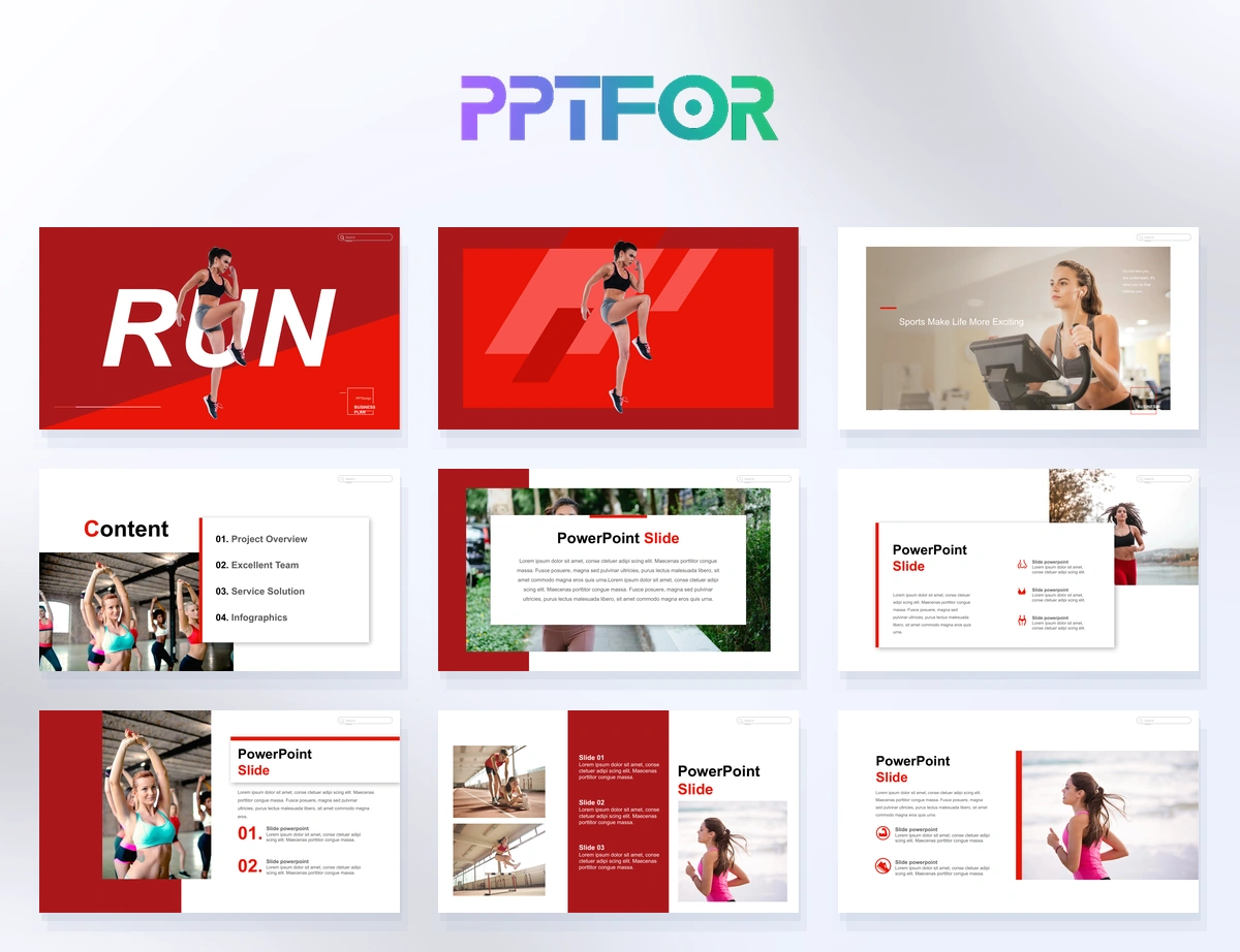 Dynamic Red Fitness & Sports Marketing Presentation Template