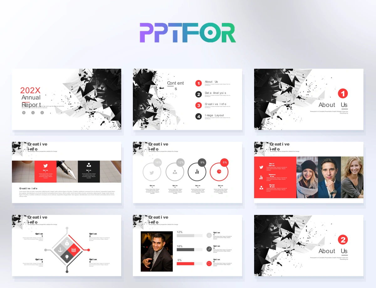 Edgy Red Black Geometric Presentation Template
