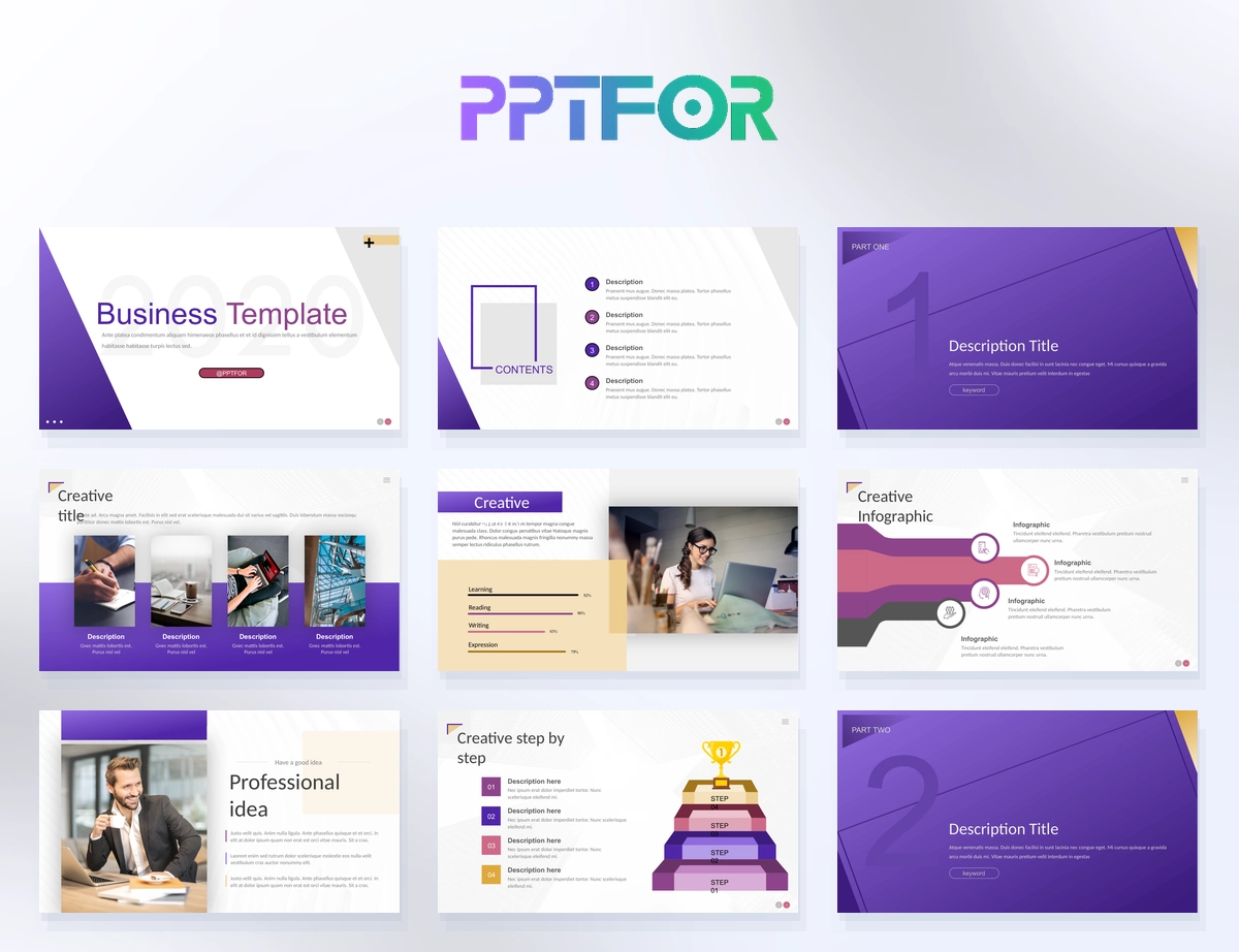 Elegant Purple Violet Creative Business Presentation Template