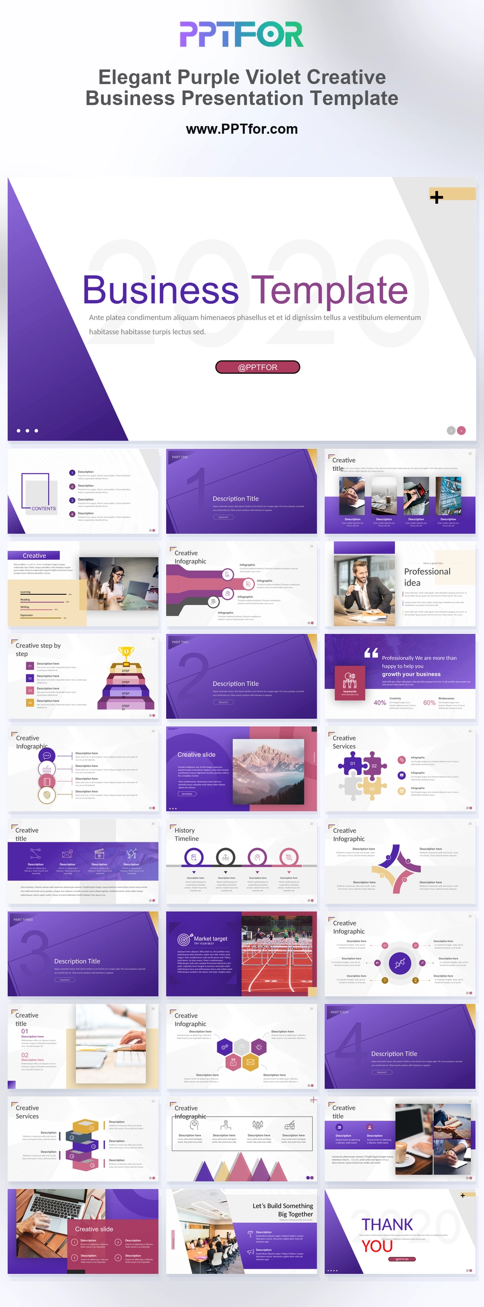 Elegant Purple Violet Creative Business Presentation Template