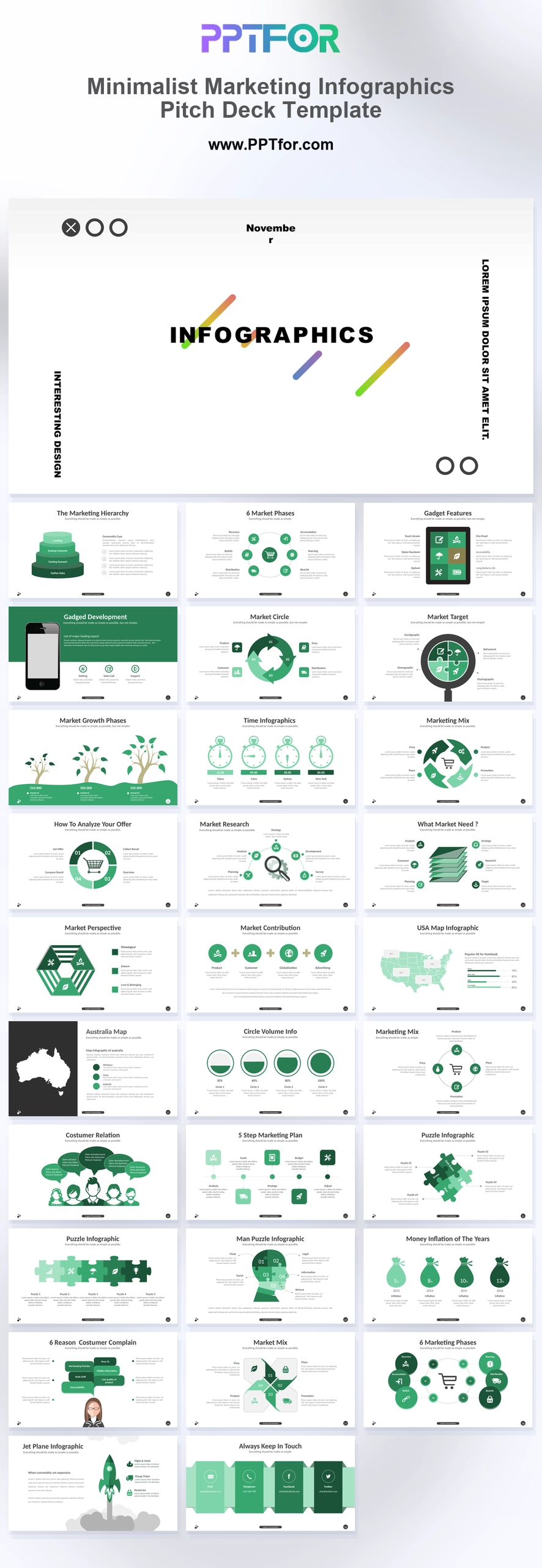 Minimalist Marketing Infographics Pitch Deck Template