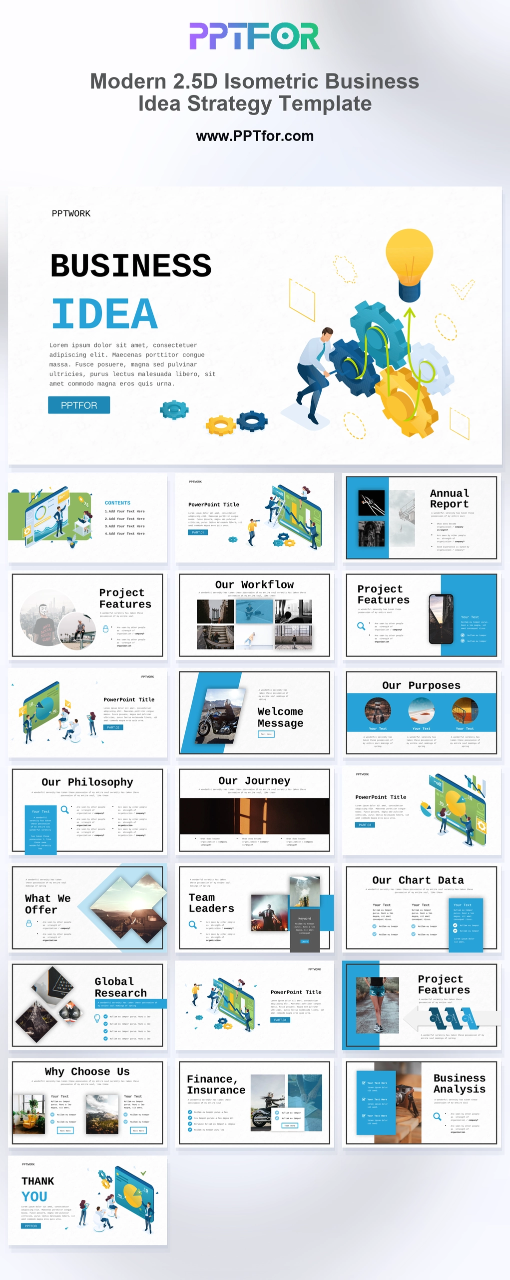 Modern 2.5D Isometric Business Idea Strategy Template