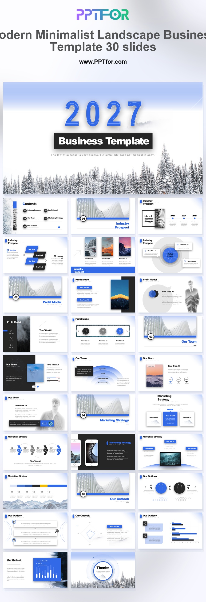Modern Minimalist Landscape Business Template 30 slides