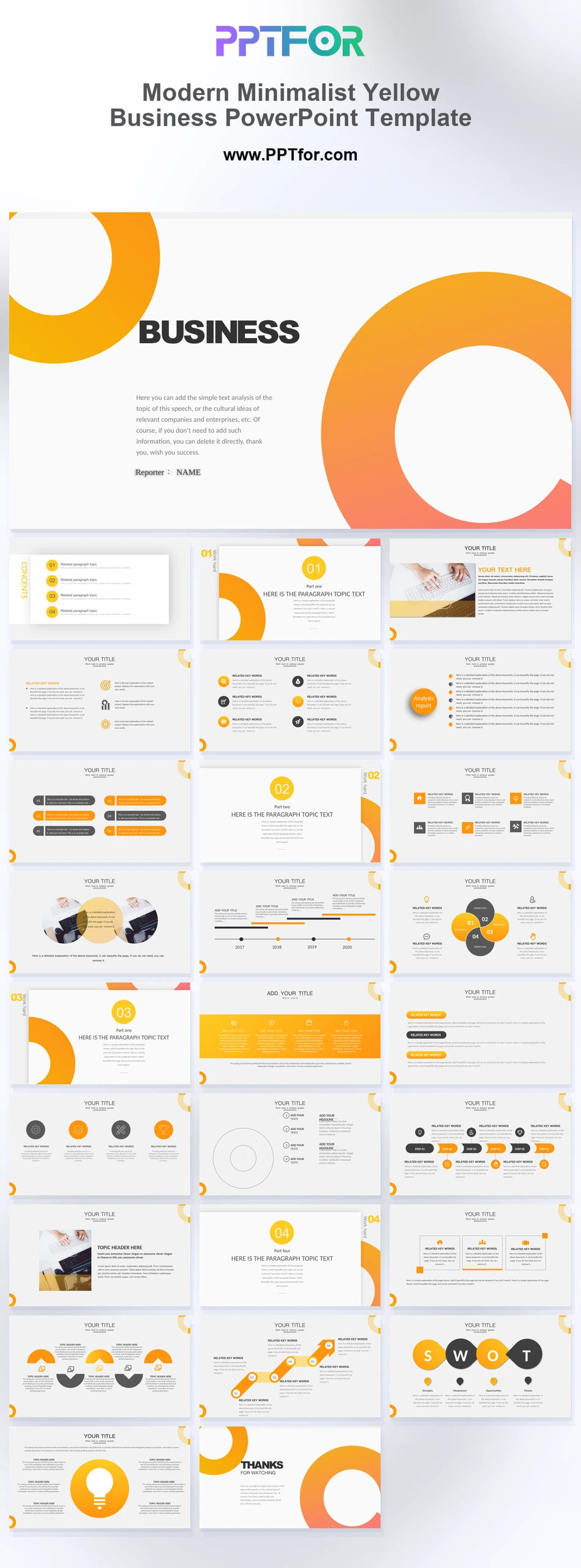 Modern Minimalist Yellow Business PowerPoint Template