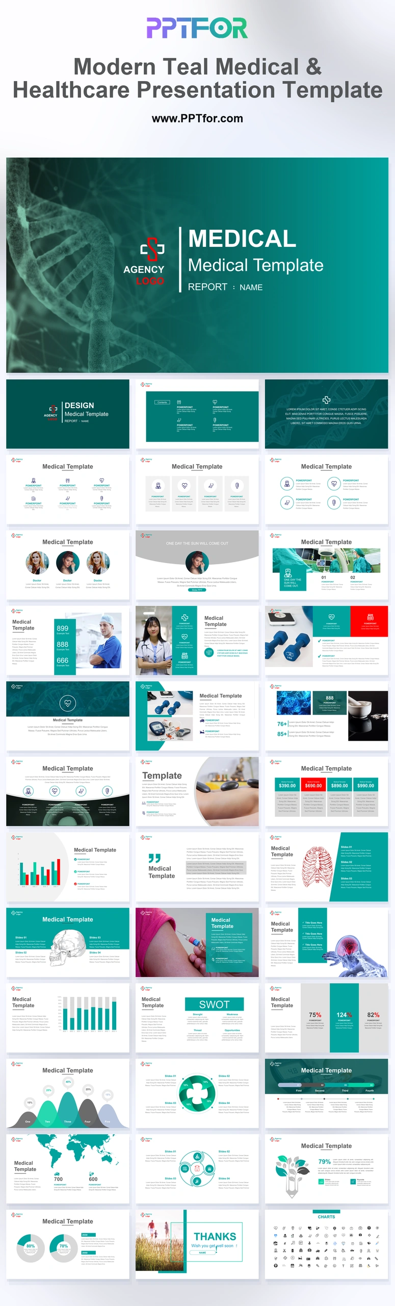 Modern Teal Medical & Healthcare Presentation Template