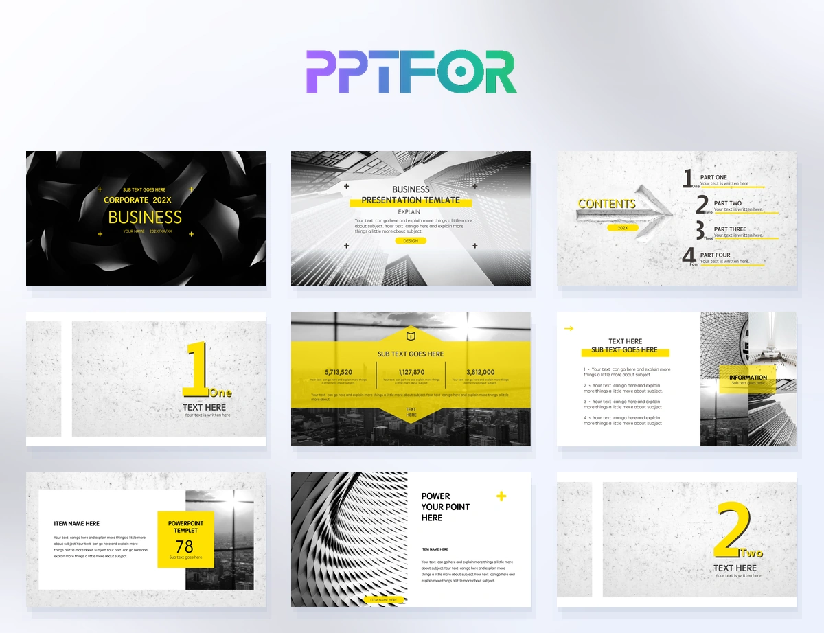Premium Black Yellow Industrial Modern Corporate Template