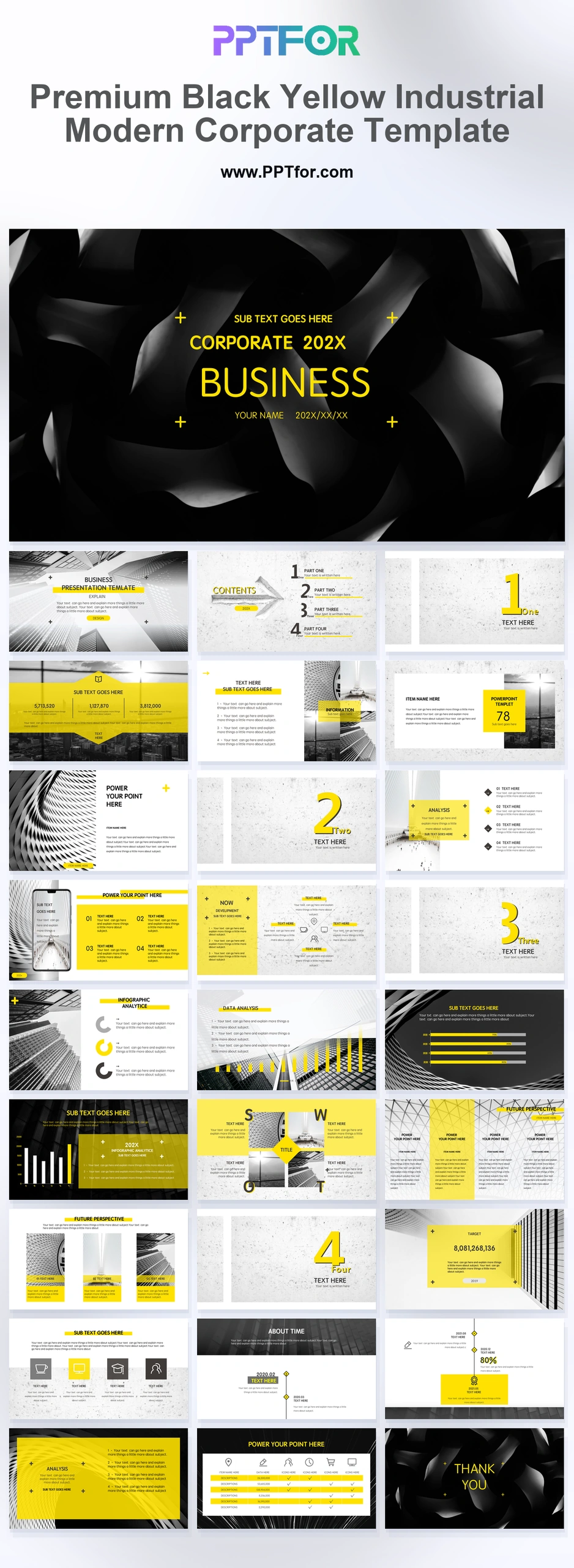 Premium Black Yellow Industrial Modern Corporate Template