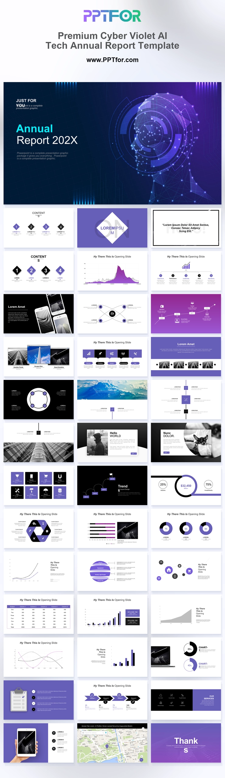 Premium Cyber Violet AI Tech Annual Report Template