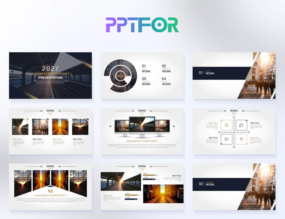 Premium Midnight Blue Gold Transit Scene Corporate Template