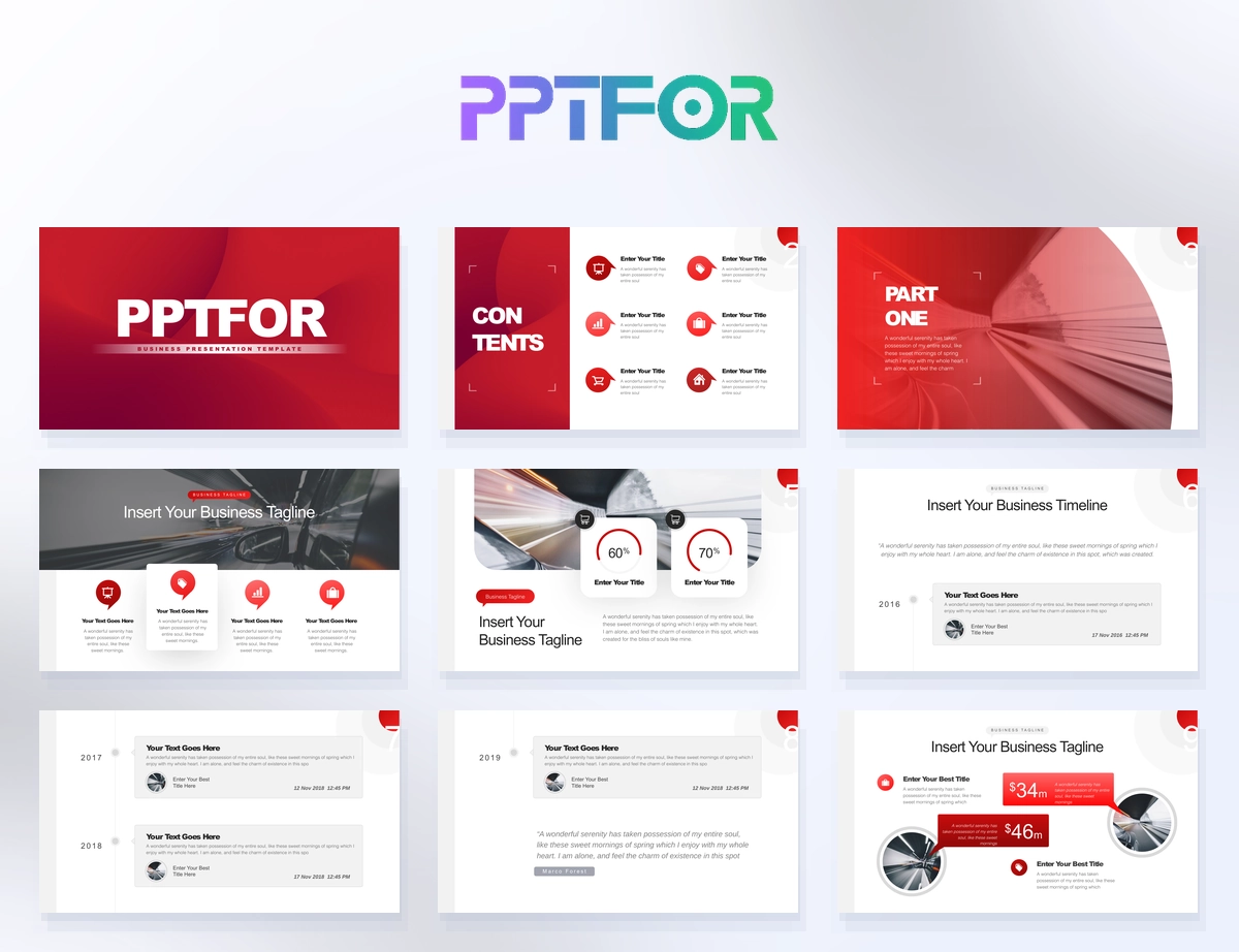 Premium Red Fluid Gradient Corporate Business Template