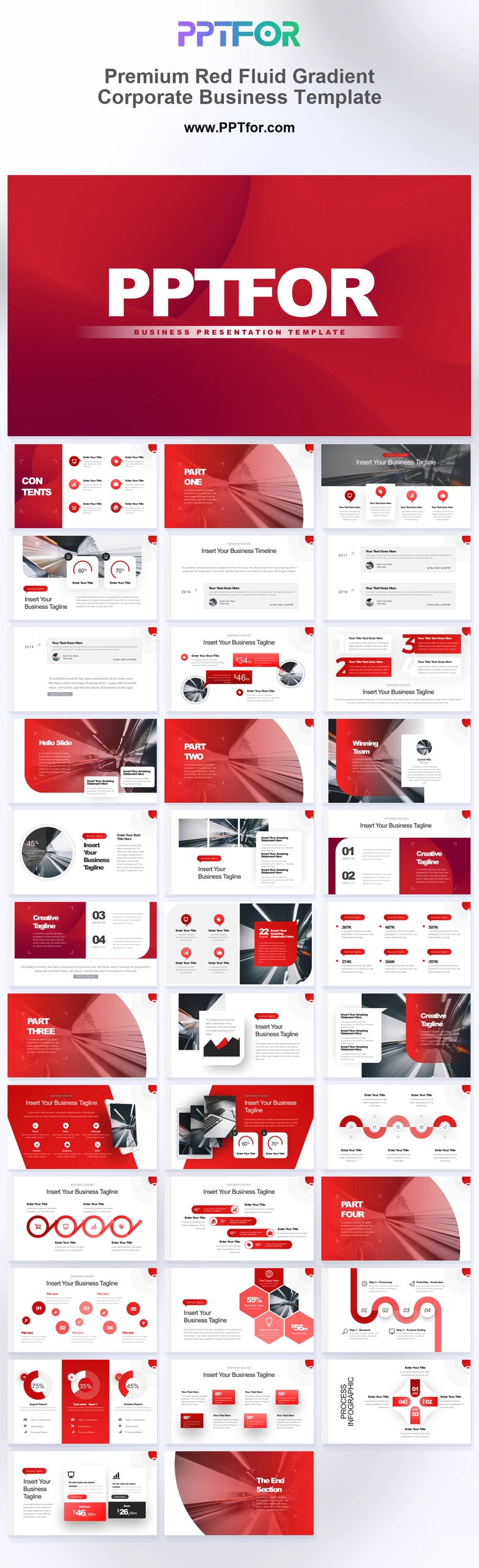 Premium Red Fluid Gradient Corporate Business Template