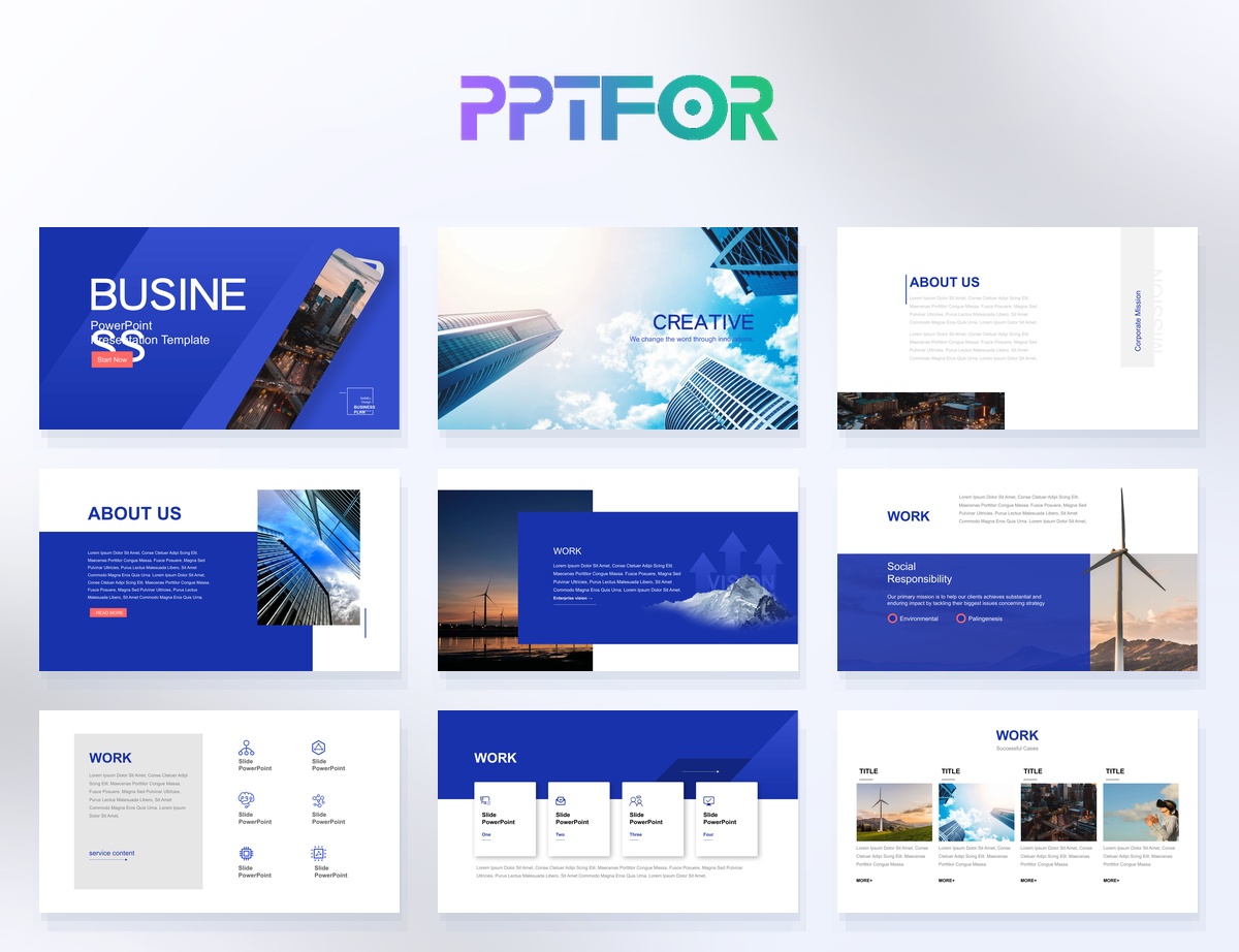 Professional Blue Corporate Business Presentation Template 48 slides