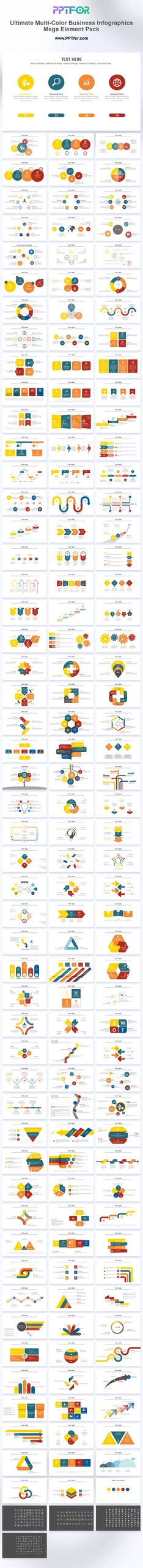 Ultimate Multi-Color Business Infographics Mega Element Pack