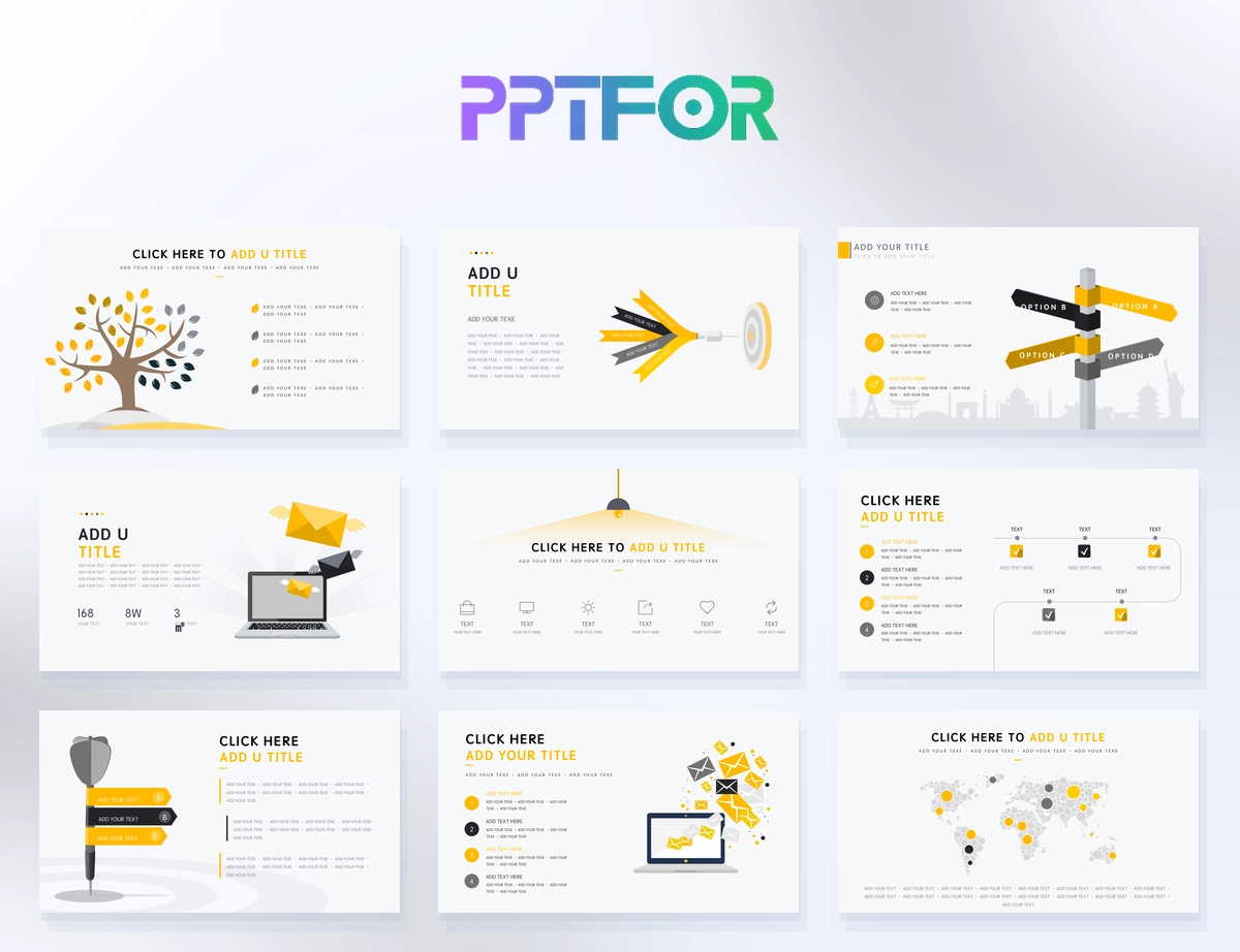Ultimate Yellow Charcoal Business Metaphor Infographics Template