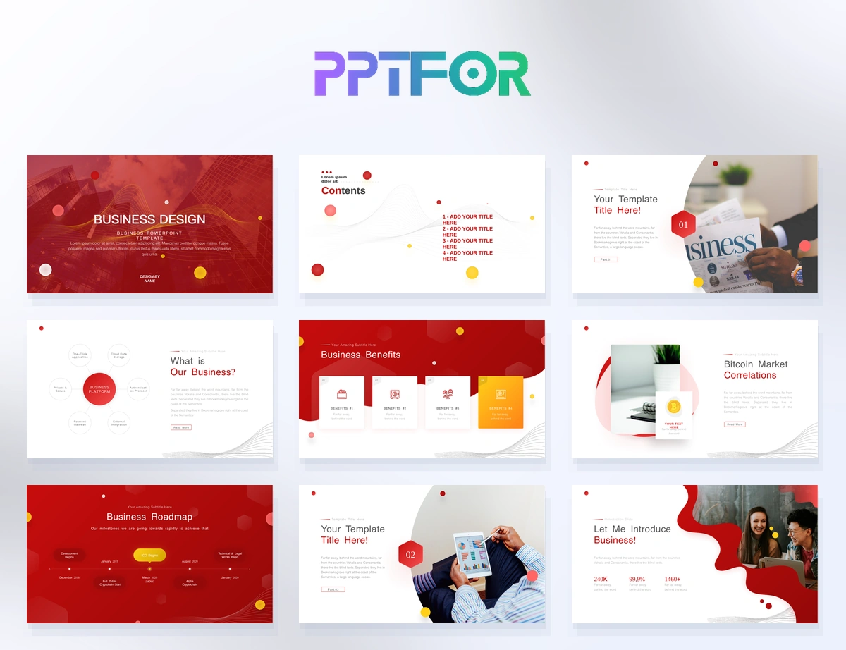 Vibrant Red Fintech Business PowerPoint Template