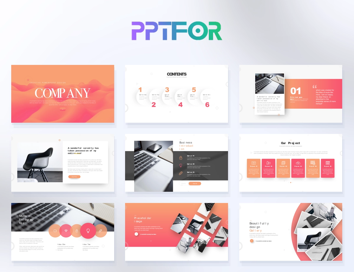 Warm Fluid Gradient Company Profile PowerPoint Template