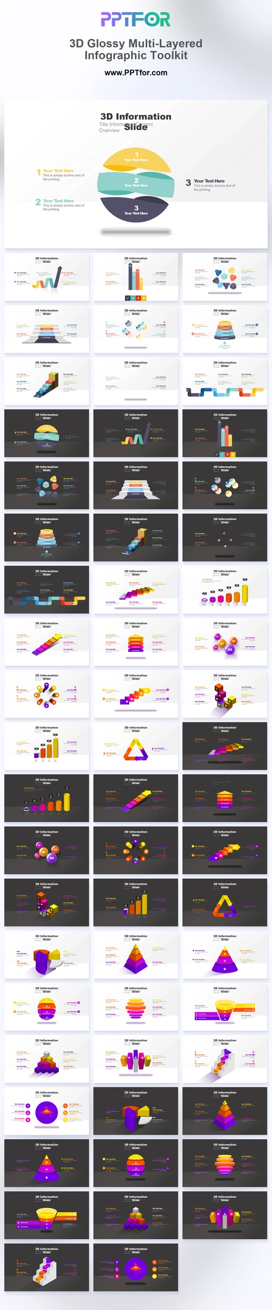 3D Glossy Multi Layered Infographic Toolkit