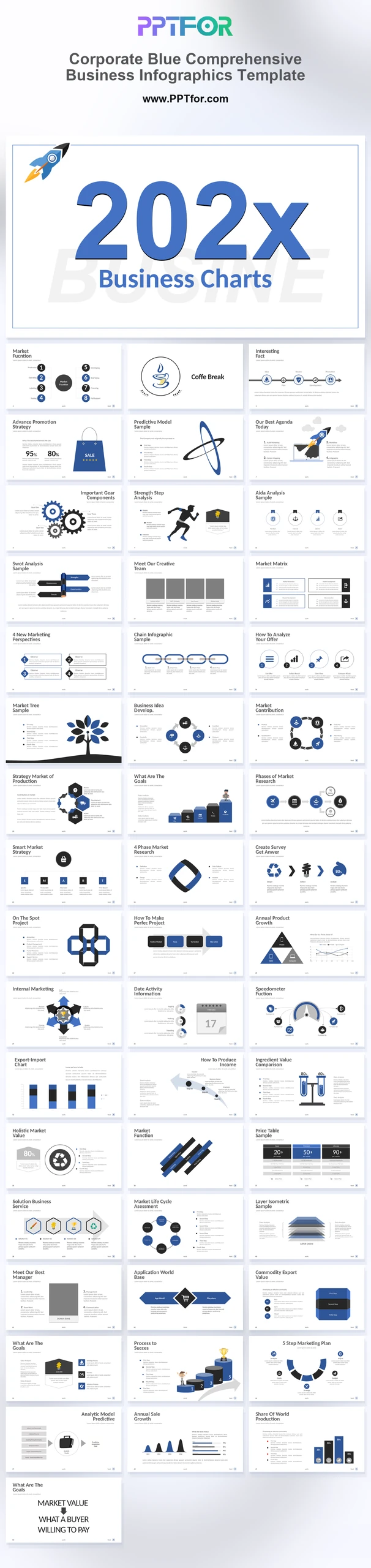 Corporate Blue Comprehensive Business Infographics Template