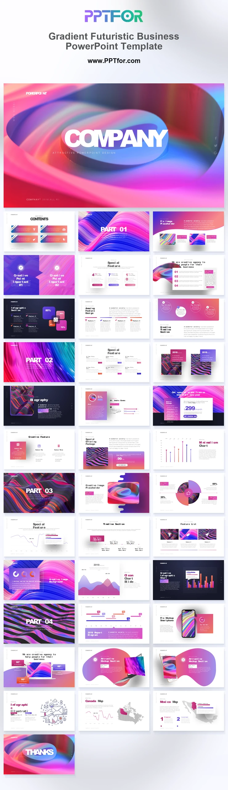 Gradient Futuristic Business PowerPoint Template