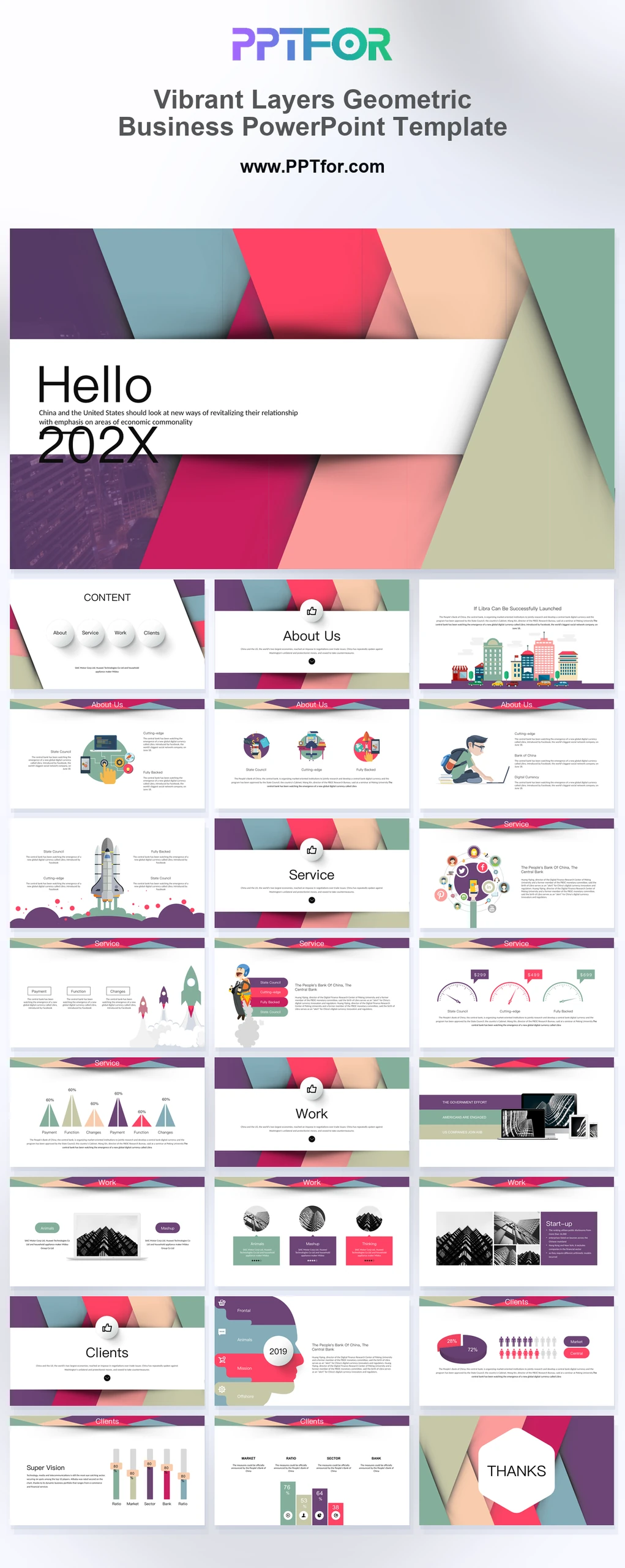 Vibrant Layers Geometric Business PowerPoint Template